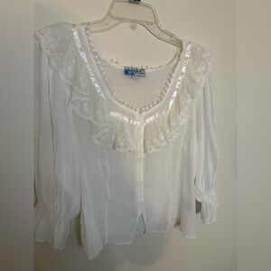 Rebellion White Ruffled Lace Blouse